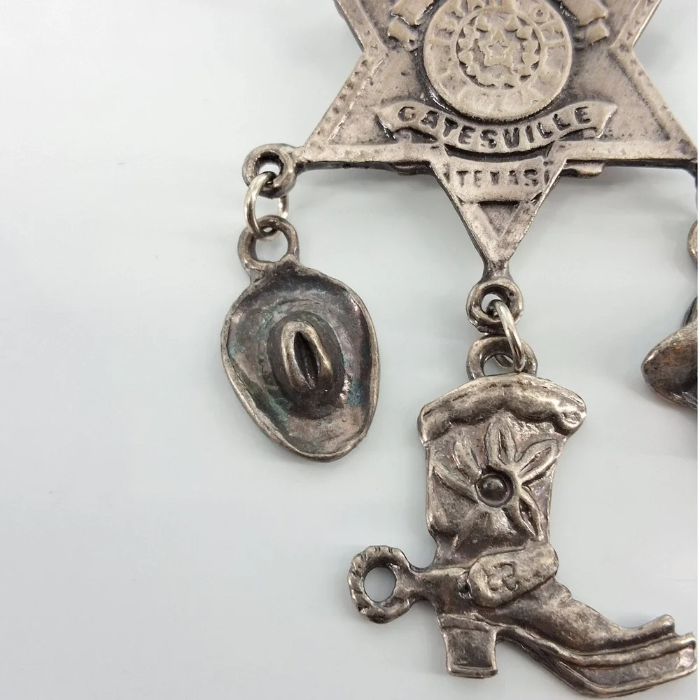 Vintage JJ Jonette Patrolman Police Texas Star Badge Brooch Western Charms